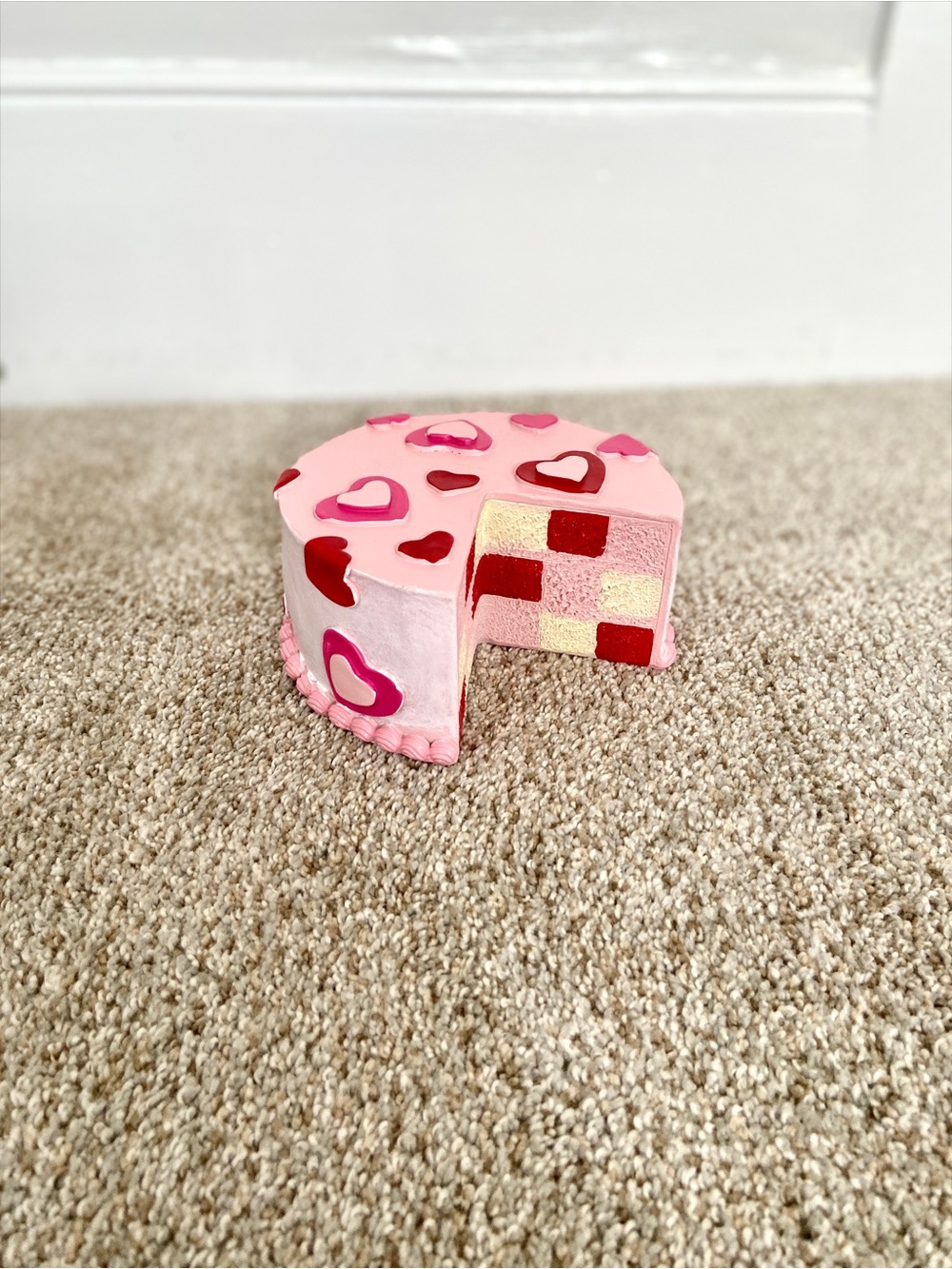 Valentines Day Faux Cake Decor Pink Hearts Red Checkerboard Tiered Tray - Picture 15 of 15